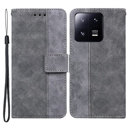 For Xiaomi 13 Pro 5G Magnetic Closure Phone Case Leather Imprinted Geometry Pattern Stand Wallet Shell