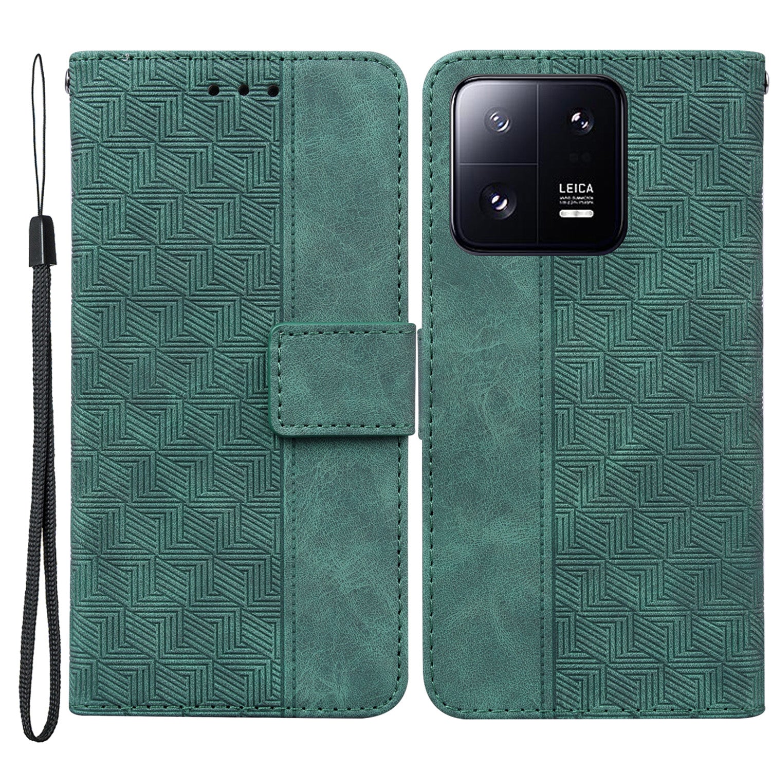 For Xiaomi 13 Pro 5G Magnetic Closure Phone Case Leather Imprinted Geometry Pattern Stand Wallet Shell