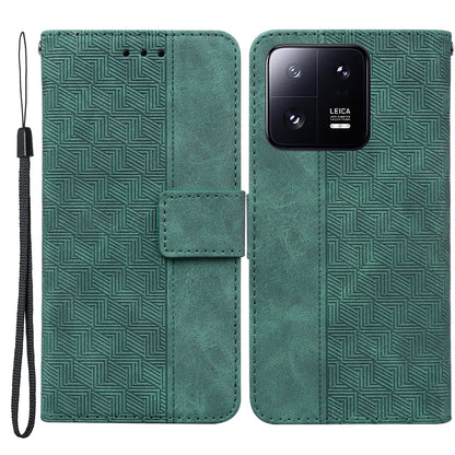 For Xiaomi 13 Pro 5G Magnetic Closure Phone Case Leather Imprinted Geometry Pattern Stand Wallet Shell