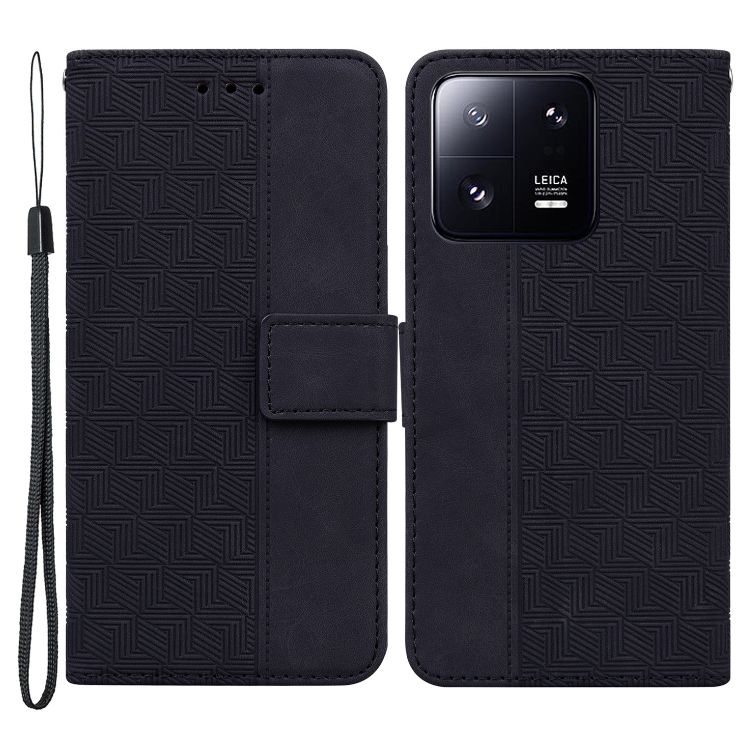 For Xiaomi 13 Pro 5G Magnetic Closure Phone Case Leather Imprinted Geometry Pattern Stand Wallet Shell