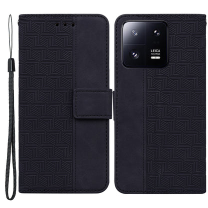For Xiaomi 13 Pro 5G Magnetic Closure Phone Case Leather Imprinted Geometry Pattern Stand Wallet Shell