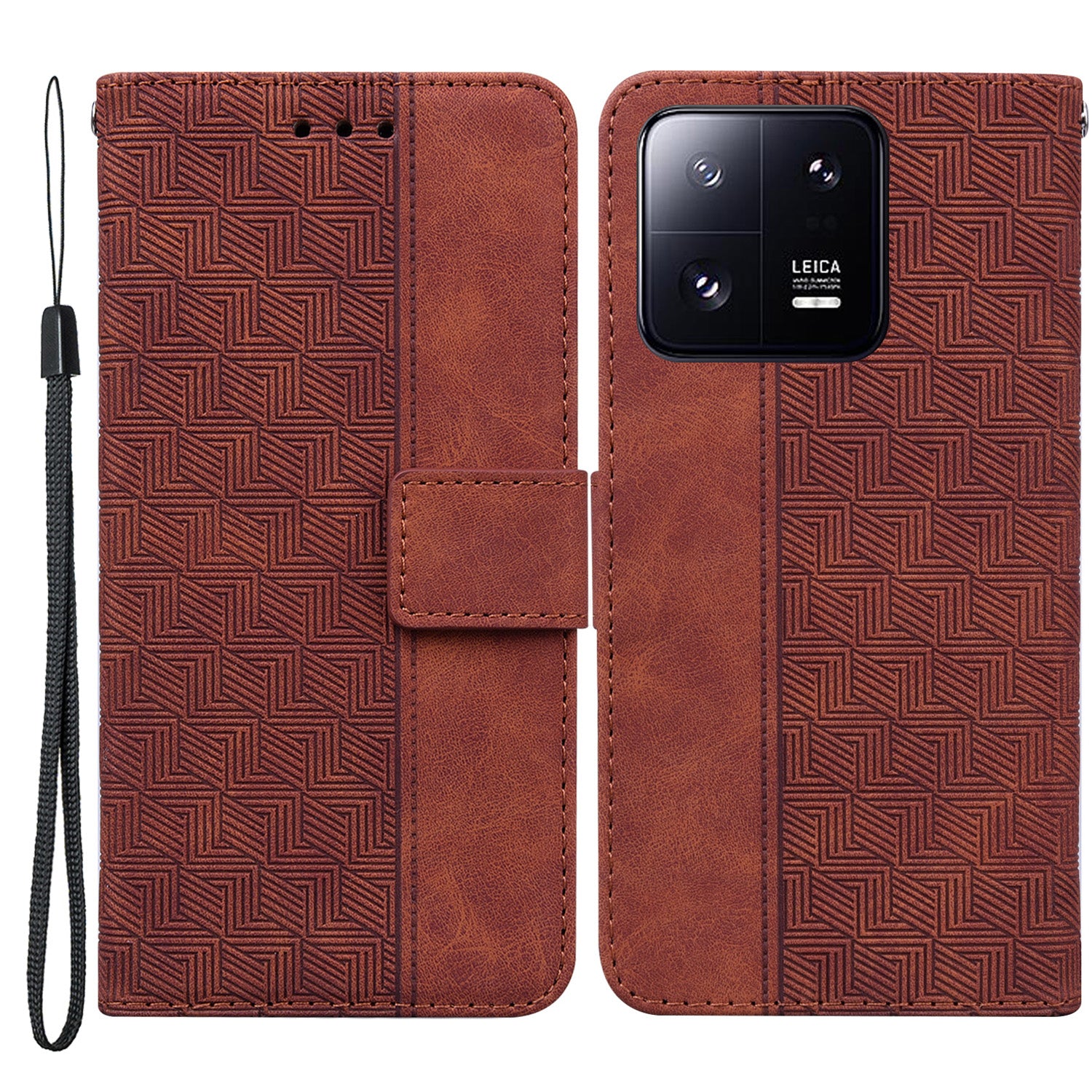 For Xiaomi 13 Pro 5G Magnetic Closure Phone Case Leather Imprinted Geometry Pattern Stand Wallet Shell