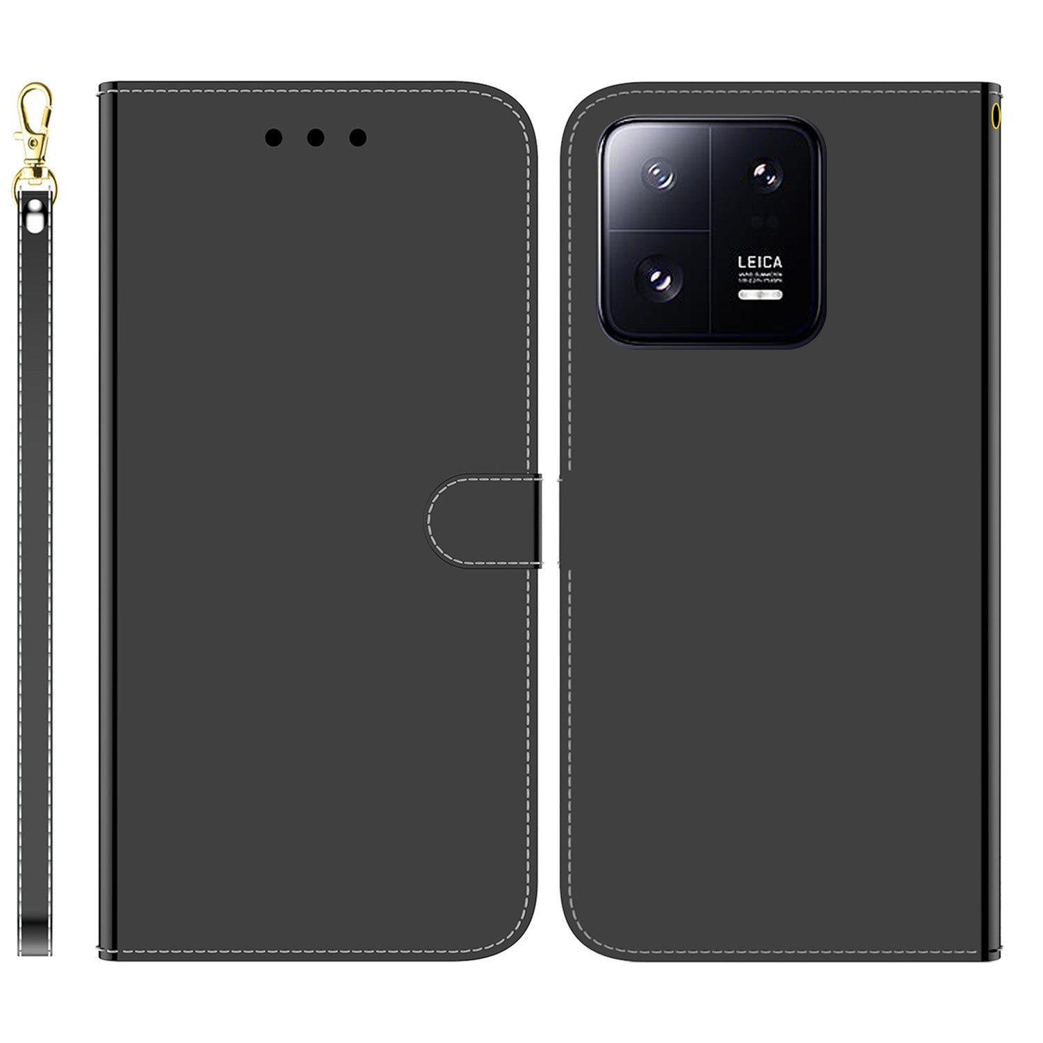 For Xiaomi 13 Pro 5G Leather Phone Case Mirror-like Surface Wallet Stand Phone Cover