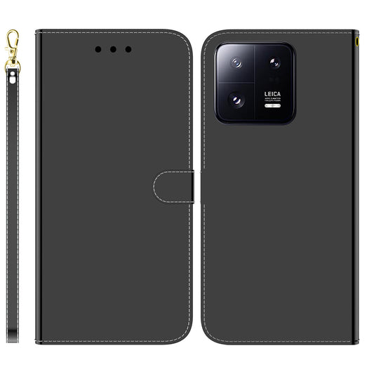 For Xiaomi 13 Pro 5G Leather Phone Case Mirror-like Surface Wallet Stand Phone Cover