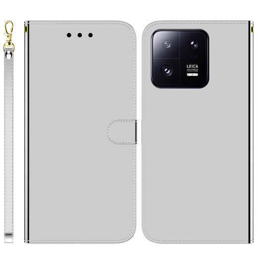 For Xiaomi 13 Pro 5G Leather Phone Case Mirror-like Surface Wallet Stand Phone Cover
