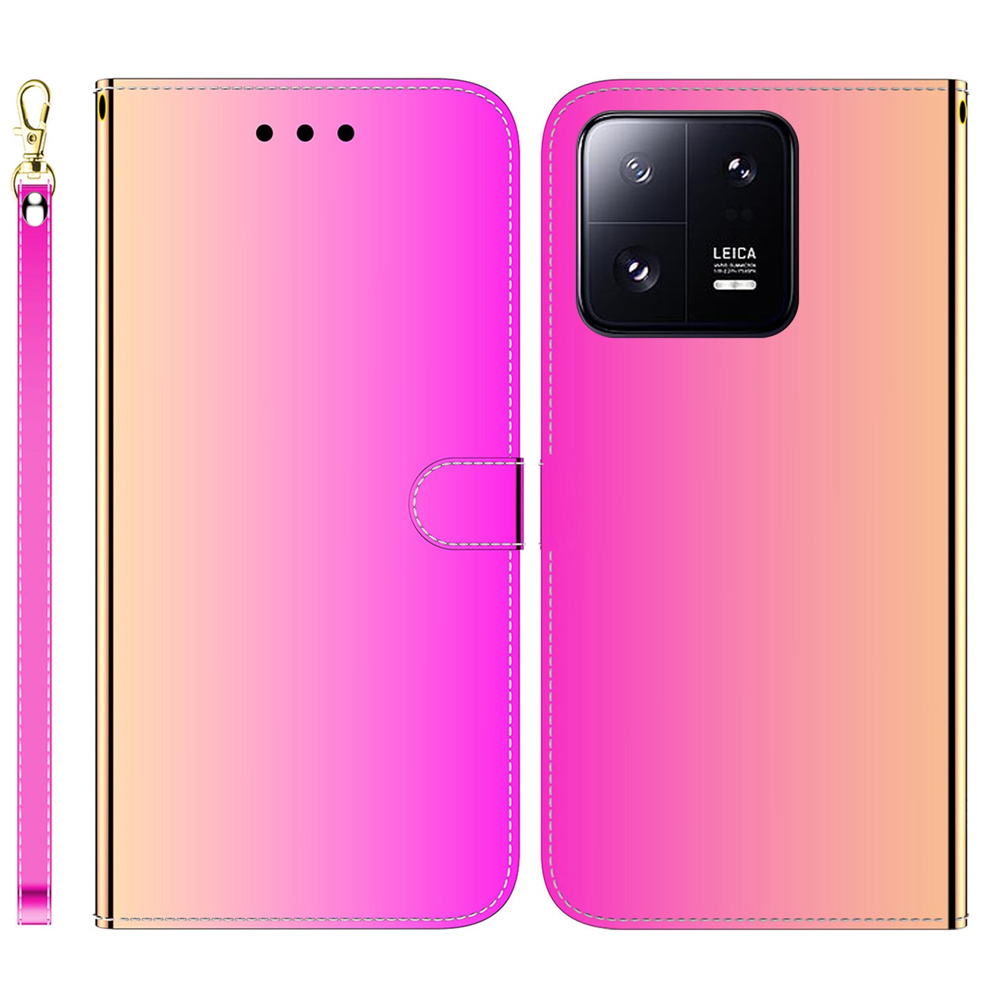 For Xiaomi 13 Pro 5G Leather Phone Case Mirror-like Surface Wallet Stand Phone Cover