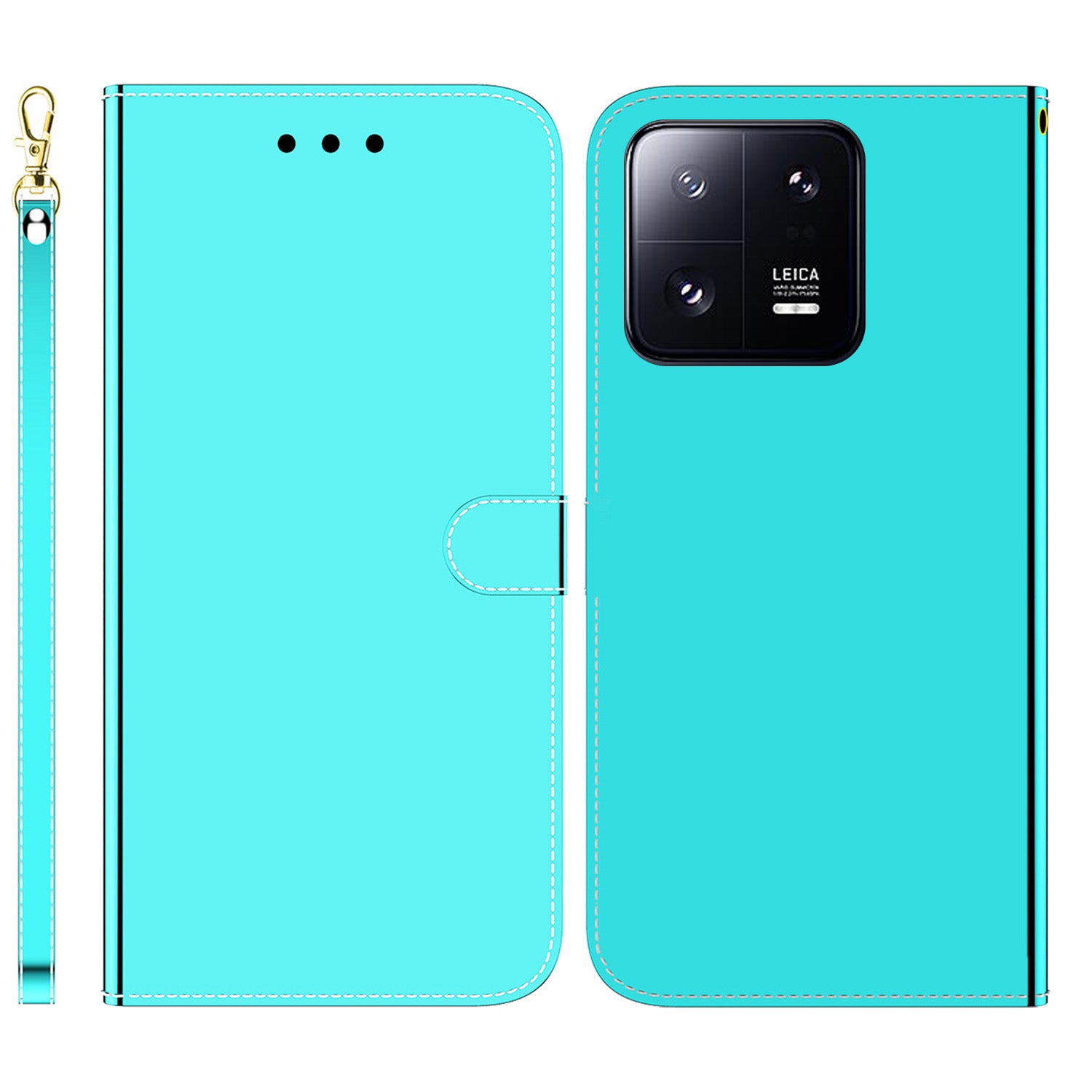For Xiaomi 13 Pro 5G Leather Phone Case Mirror-like Surface Wallet Stand Phone Cover