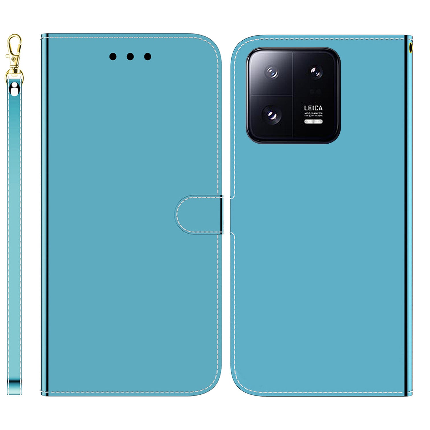 For Xiaomi 13 Pro 5G Leather Phone Case Mirror-like Surface Wallet Stand Phone Cover