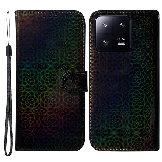 For Xiaomi 13 Pro 5G Stand Phone Wallet Cover Dazzling Flower Pattern PU Leather Cell Phone Case