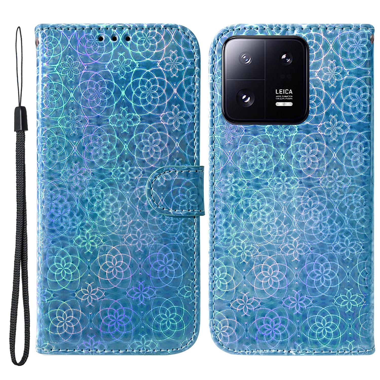 For Xiaomi 13 Pro 5G Stand Phone Wallet Cover Dazzling Flower Pattern PU Leather Cell Phone Case