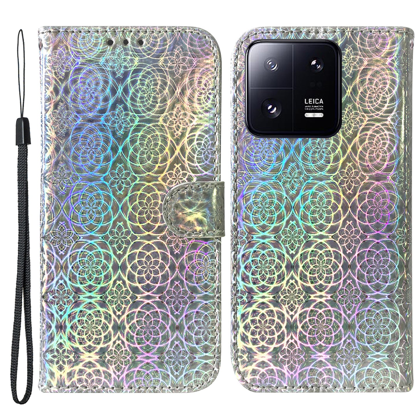 For Xiaomi 13 Pro 5G Stand Phone Wallet Cover Dazzling Flower Pattern PU Leather Cell Phone Case