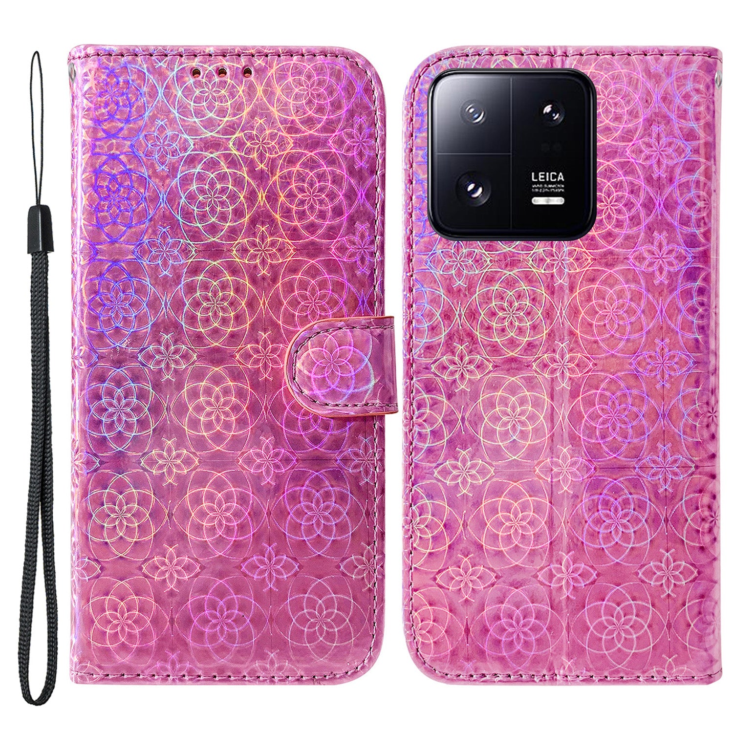 For Xiaomi 13 Pro 5G Stand Phone Wallet Cover Dazzling Flower Pattern PU Leather Cell Phone Case