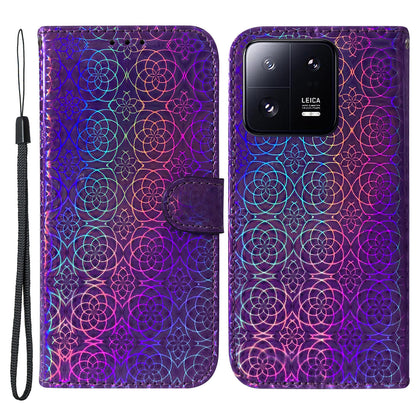 For Xiaomi 13 Pro 5G Stand Phone Wallet Cover Dazzling Flower Pattern PU Leather Cell Phone Case