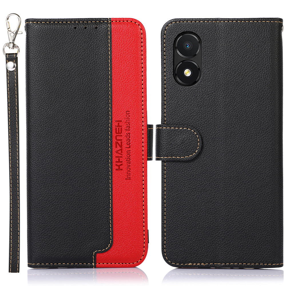 KHAZNEH For Honor X5 4G Anti-fall Phone Case RFID Blocking Litchi Texture Leather Wallet Stand Cover