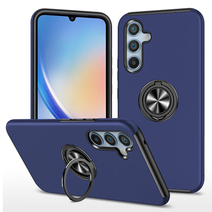 For Samsung Galaxy A34 5G Rotary Ring Kickstand Phone Case PC+TPU Anti-drop Back Cover