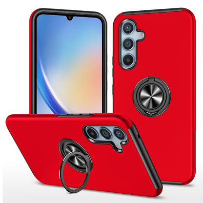 For Samsung Galaxy A34 5G Rotary Ring Kickstand Phone Case PC+TPU Anti-drop Back Cover