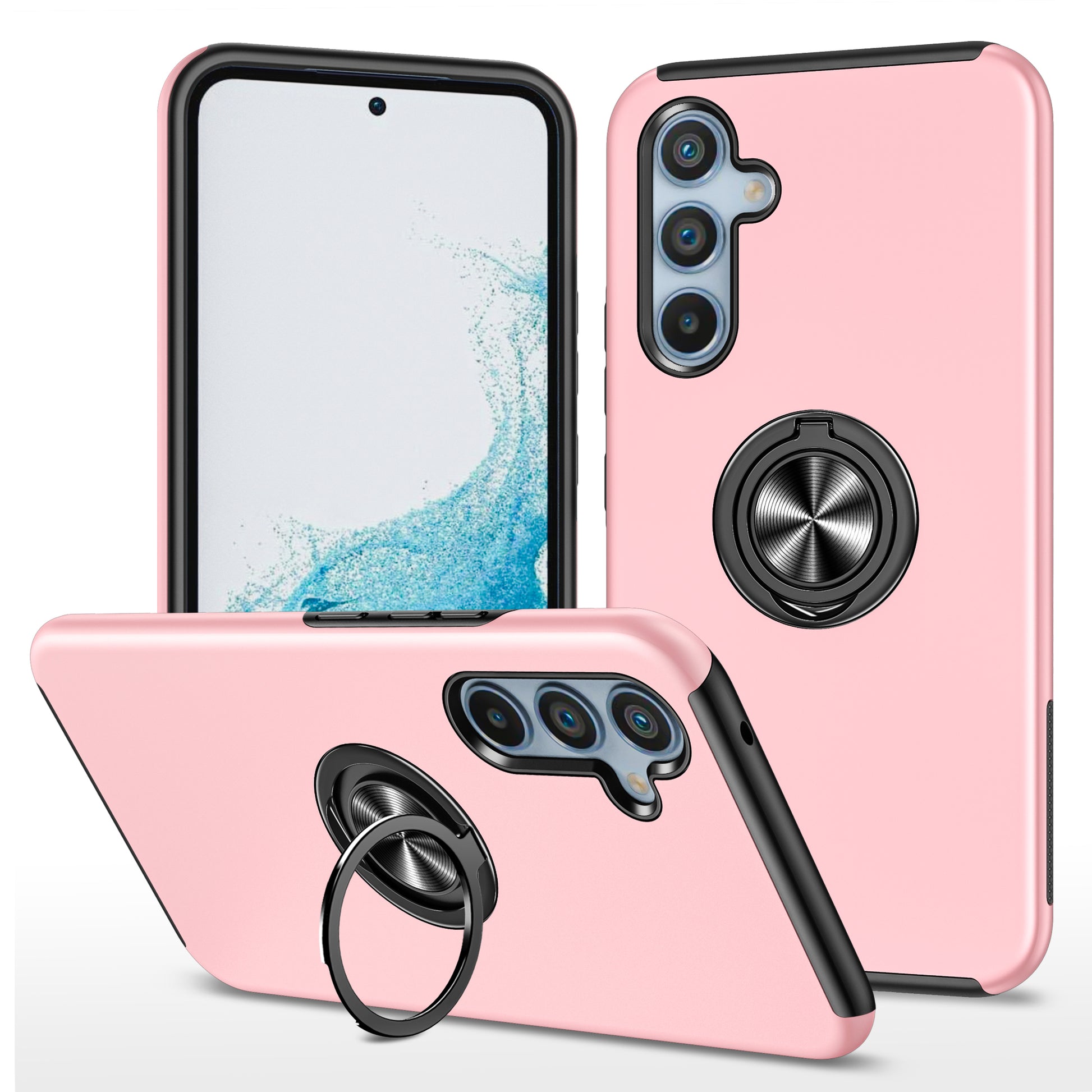 For Samsung Galaxy A54 5G PC+TPU Drop-proof Cover Rotary Ring Kickstand Phone Case