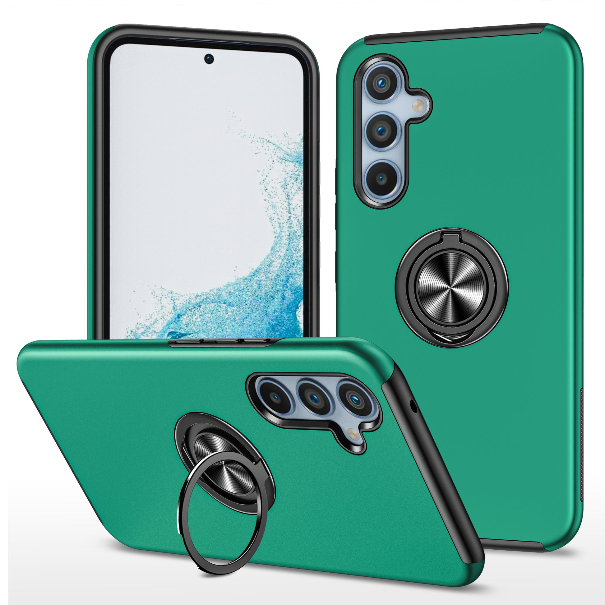 For Samsung Galaxy A54 5G PC+TPU Drop-proof Cover Rotary Ring Kickstand Phone Case