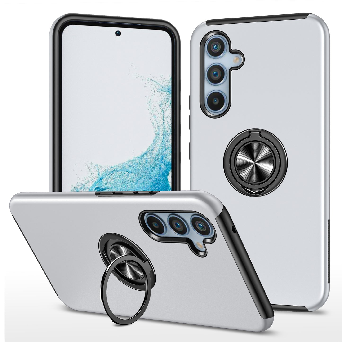 For Samsung Galaxy A54 5G PC+TPU Drop-proof Cover Rotary Ring Kickstand Phone Case
