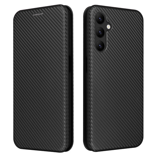 For Samsung Galaxy A24 4G Phone Stand Case PU Leather Card Holder Carbon Fiber Texture Smartphone Cover