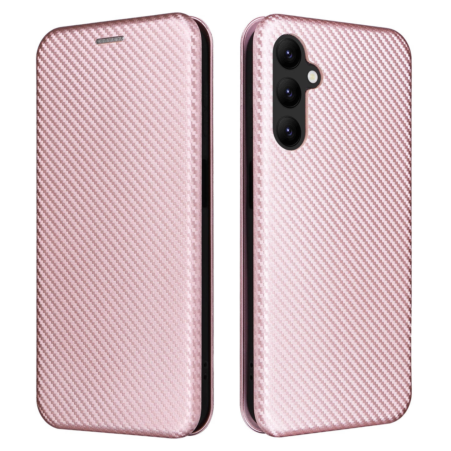 For Samsung Galaxy A24 4G Phone Stand Case PU Leather Card Holder Carbon Fiber Texture Smartphone Cover