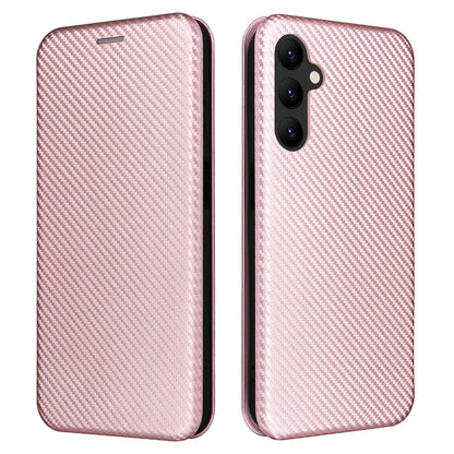 For Samsung Galaxy A24 4G Phone Stand Case PU Leather Card Holder Carbon Fiber Texture Smartphone Cover
