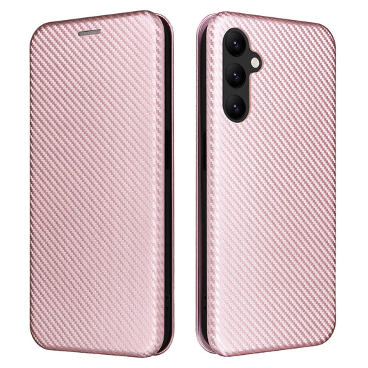 For Samsung Galaxy A24 4G Phone Stand Case PU Leather Card Holder Carbon Fiber Texture Smartphone Cover