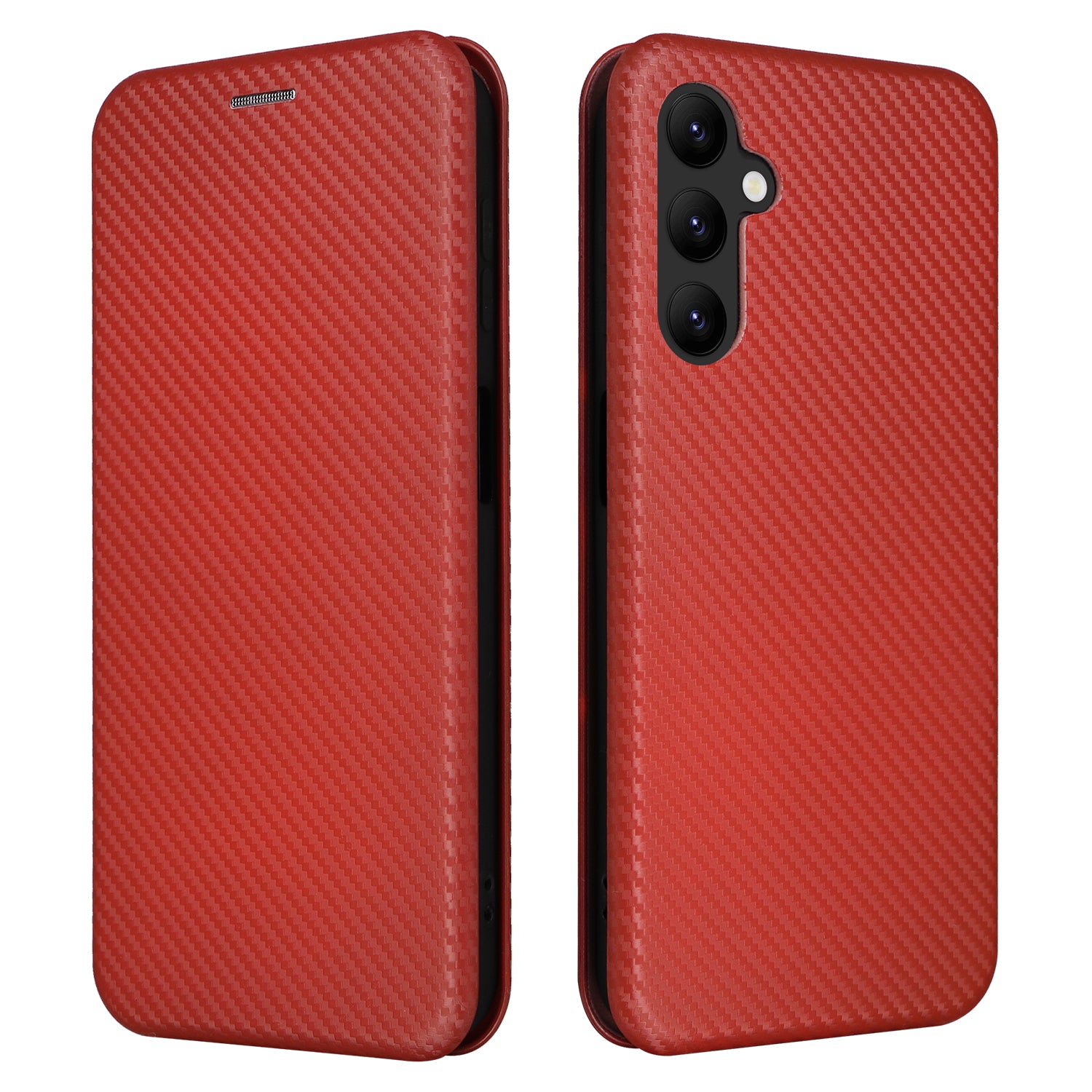 For Samsung Galaxy A24 4G Phone Stand Case PU Leather Card Holder Carbon Fiber Texture Smartphone Cover