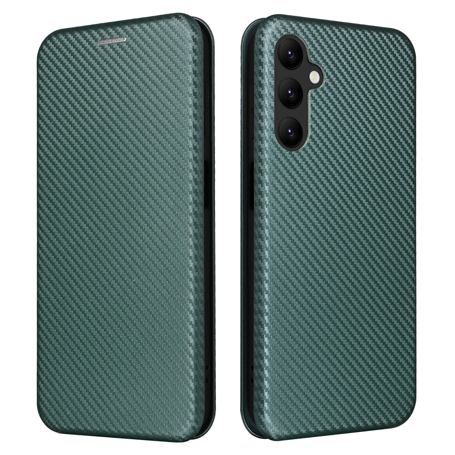 For Samsung Galaxy A24 4G Phone Stand Case PU Leather Card Holder Carbon Fiber Texture Smartphone Cover