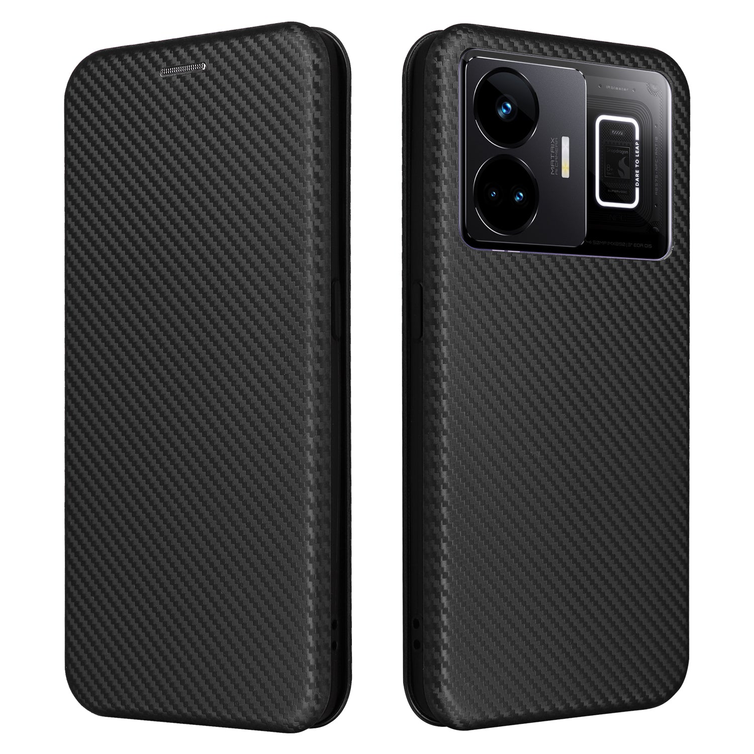 For Realme GT Neo 5 5G / GT3 5G PU Leather Stand Phone Case Carbon Fiber Texture Card Holder Cover