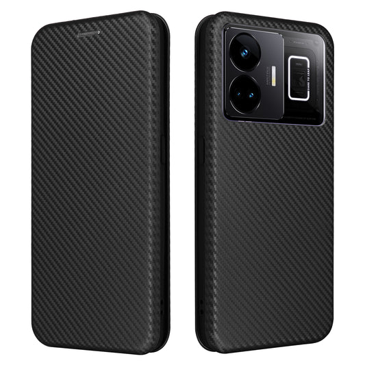 For Realme GT Neo 5 5G / GT3 5G PU Leather Stand Phone Case Carbon Fiber Texture Card Holder Cover