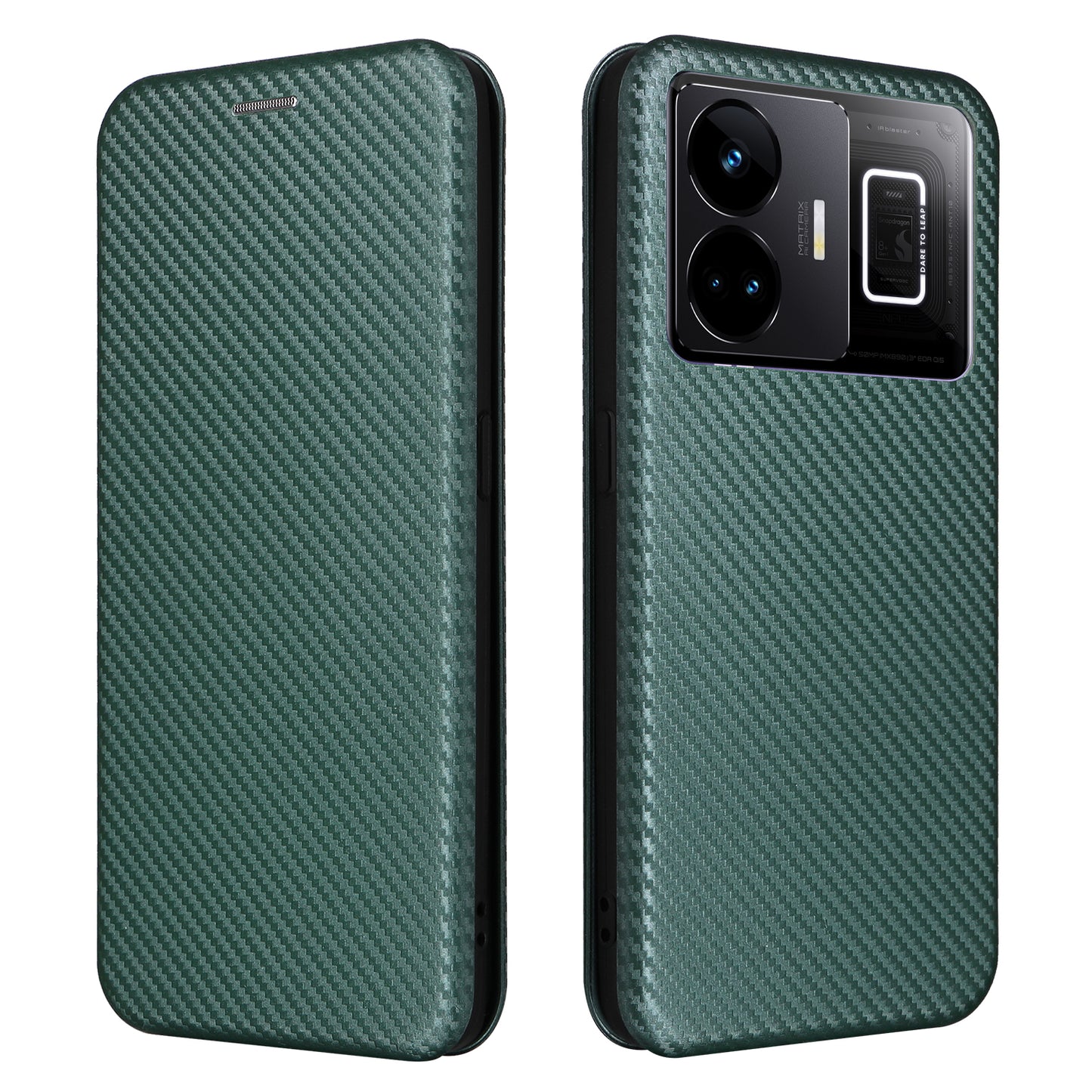 For Realme GT Neo 5 5G / GT3 5G PU Leather Stand Phone Case Carbon Fiber Texture Card Holder Cover
