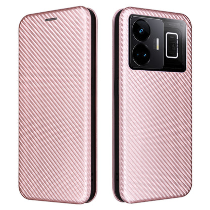 For Realme GT Neo 5 5G / GT3 5G PU Leather Stand Phone Case Carbon Fiber Texture Card Holder Cover