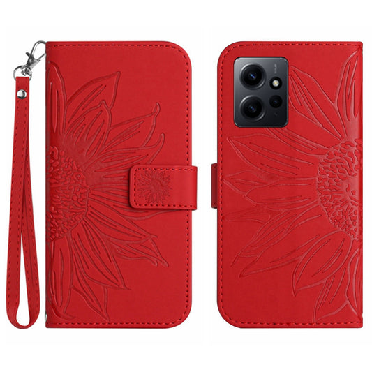 For Xiaomi Redmi Note 12 4G HT04 PU Leather Wallet Phone Case Sunflower Imprinted Stand Cover