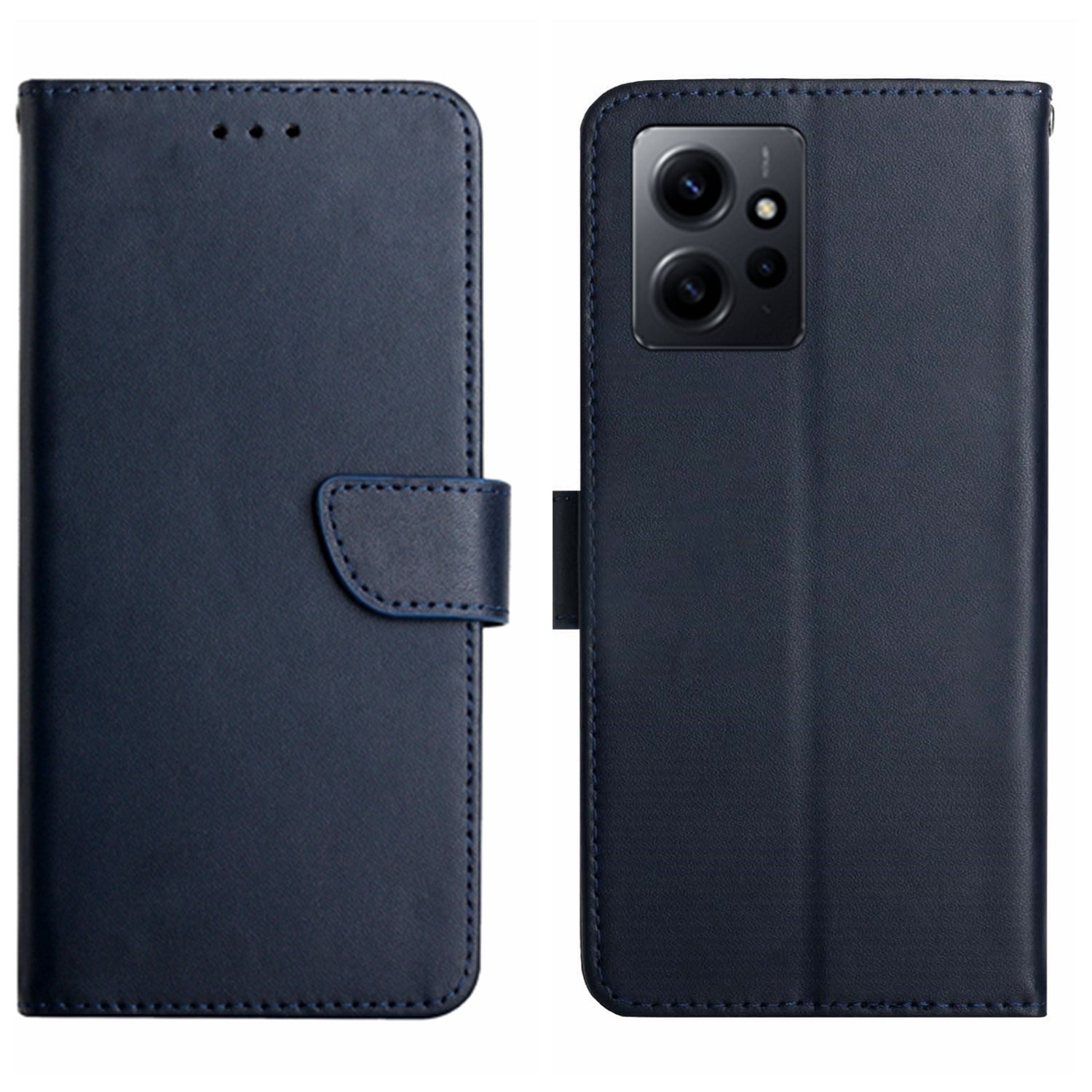 HT02 Cell Phone Cover for Xiaomi Redmi Note 12 4G , Genuine Leather Nappa Texture Wallet Stand Case