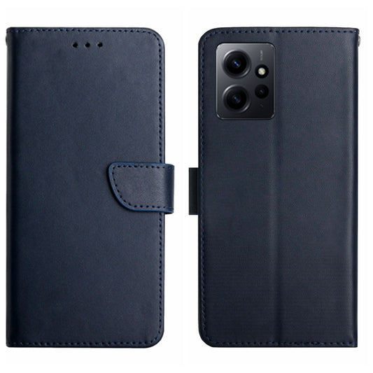 HT02 Cell Phone Cover for Xiaomi Redmi Note 12 4G , Genuine Leather Nappa Texture Wallet Stand Case