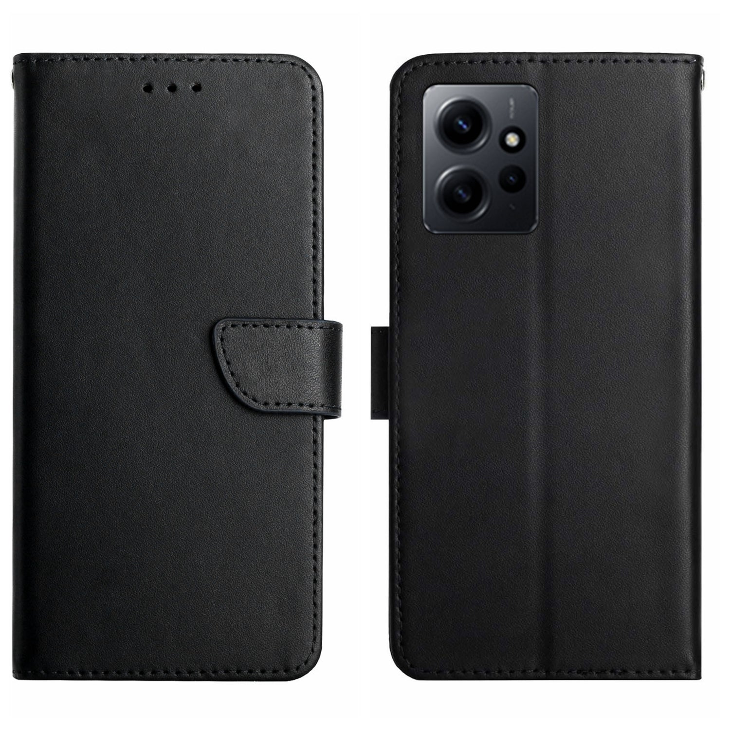 HT02 Cell Phone Cover for Xiaomi Redmi Note 12 4G , Genuine Leather Nappa Texture Wallet Stand Case