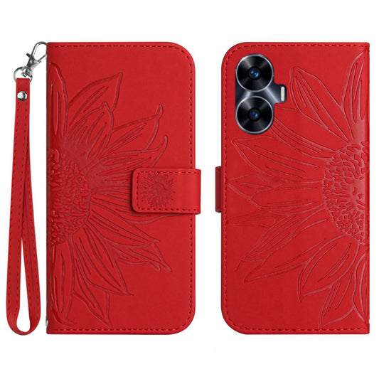 For Realme C55 HT04 Sunflower Pattern PU Leather Wallet Phone Case Flip Stand Cover