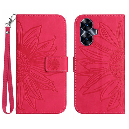 For Realme C55 HT04 Sunflower Pattern PU Leather Wallet Phone Case Flip Stand Cover