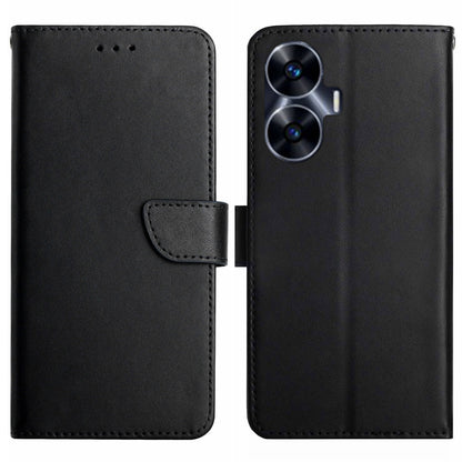 HT02 For Realme C55 Nappa Texture Phone Cover Genuine Leather Wallet Stand Phone Case