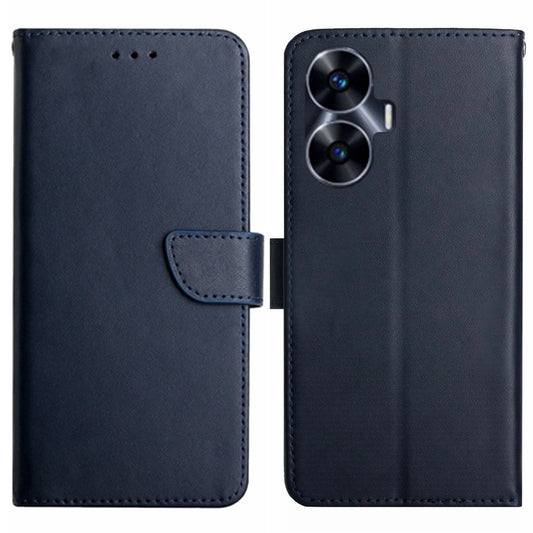HT02 For Realme C55 Nappa Texture Phone Cover Genuine Leather Wallet Stand Phone Case