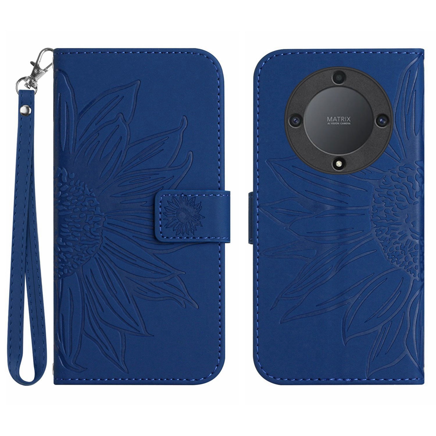 For Honor Magic5 Lite 5G / X9a 5G HT04 Leather Phone Case Sunflower Imprinted Stand Wallet Cell Phone Cover