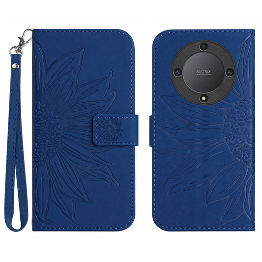 For Honor Magic5 Lite 5G / X9a 5G HT04 Leather Phone Case Sunflower Imprinted Stand Wallet Cell Phone Cover