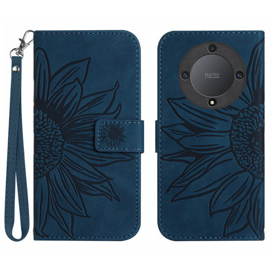For Honor Magic5 Lite 5G / X9a 5G HT04 Leather Phone Case Sunflower Imprinted Stand Wallet Cell Phone Cover