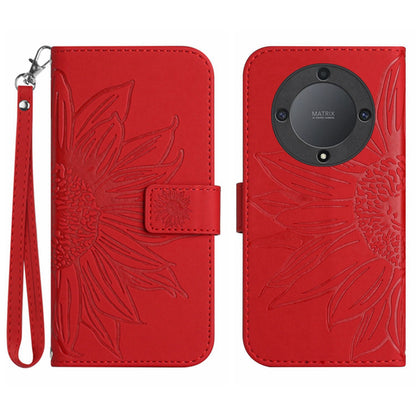 For Honor Magic5 Lite 5G / X9a 5G HT04 Leather Phone Case Sunflower Imprinted Stand Wallet Cell Phone Cover