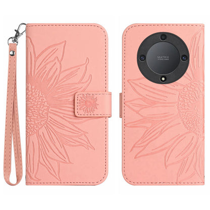 For Honor Magic5 Lite 5G / X9a 5G HT04 Leather Phone Case Sunflower Imprinted Stand Wallet Cell Phone Cover