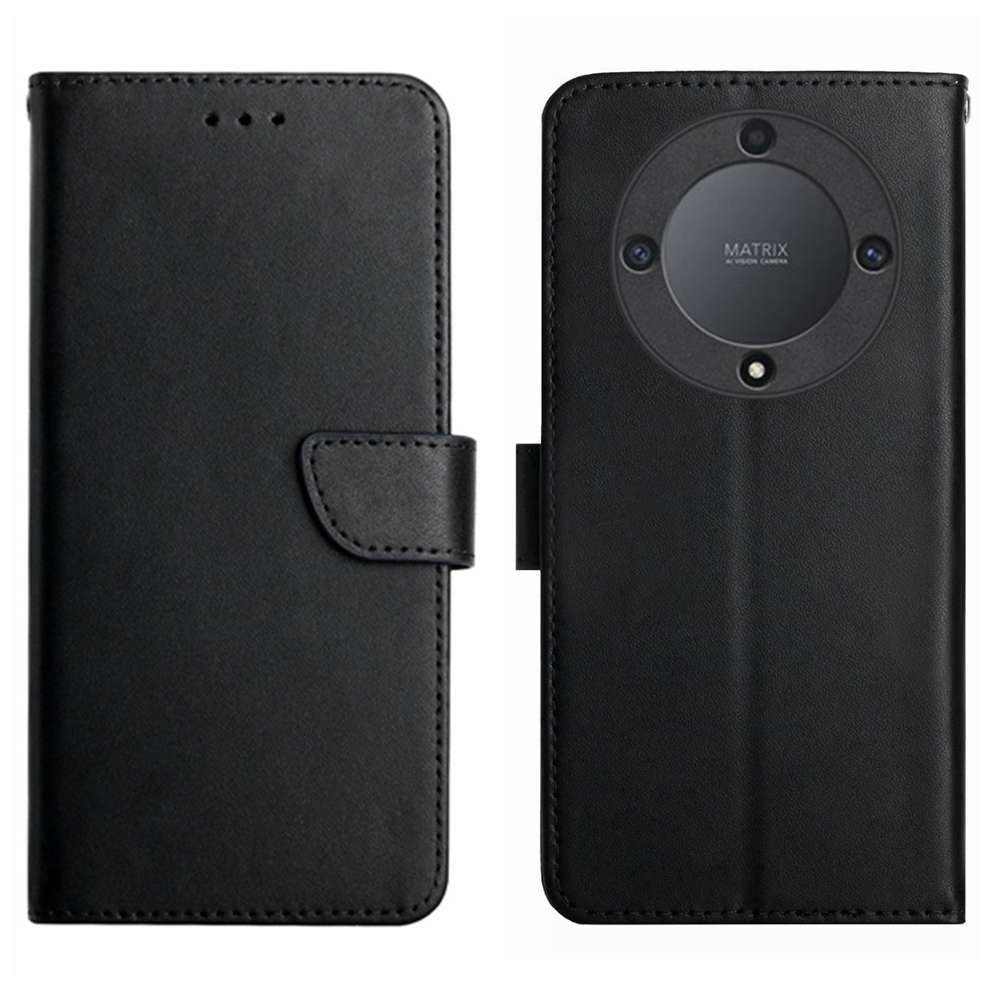 HT02 For Honor Magic5 Lite 5G / X9a 5G Genuine Leather Phone Case Wallet Stand Cell Phone Case