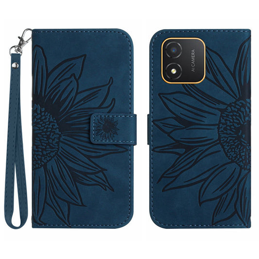 For Honor X5 4G HT04 Phone Wallet Case Sunflower Imprinted Leather Stand Phone Cover