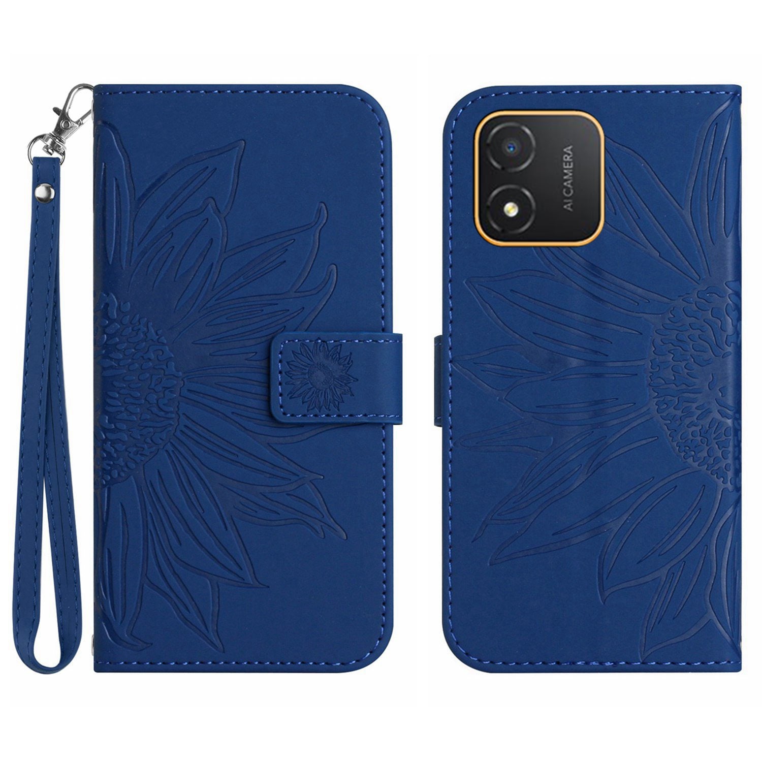 For Honor X5 4G HT04 Phone Wallet Case Sunflower Imprinted Leather Stand Phone Cover