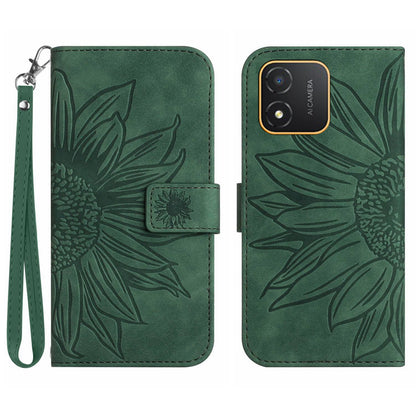 For Honor X5 4G HT04 Phone Wallet Case Sunflower Imprinted Leather Stand Phone Cover